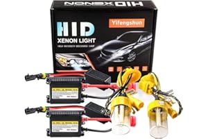 H11 HID Headlight Bulbs 6000K Xenon White with 55W DC Slim HID Ballast by Yifengshun Super Bright Xenon HID Light Bulb for Auto High / Low Beam (2 Xenon Bulbs + 2 Ballasts), H11 Kit