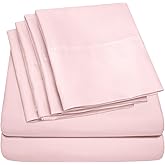 Queen Sheets Pale Pink - 6 Piece 1500 Supreme Collection Fine Brushed Microfiber Deep Pocket Queen Sheet Set Bedding - 2 Extra Pillow Cases, Great Value, Queen, Pale Pink