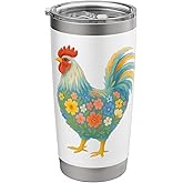Colorful Chicken Lover, Chicken Floral Animal Farm Women Stainless Steel Insulated Tumbler