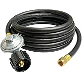 onlyfire Universal QCC1 Low Pressure Propane Regulator with 12 ft Hose for Most LP Gas Grill, Patio Heater and Fire Pit Table