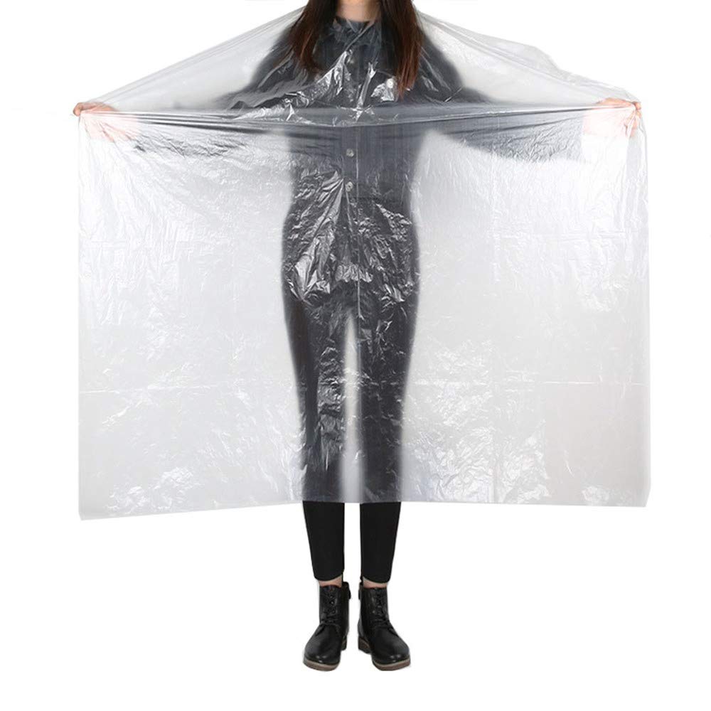 KIPETTO Disposable Hair Cutting Capes 50Pcs Transparent Waterproof Haircutting Shawl for Salon and Home