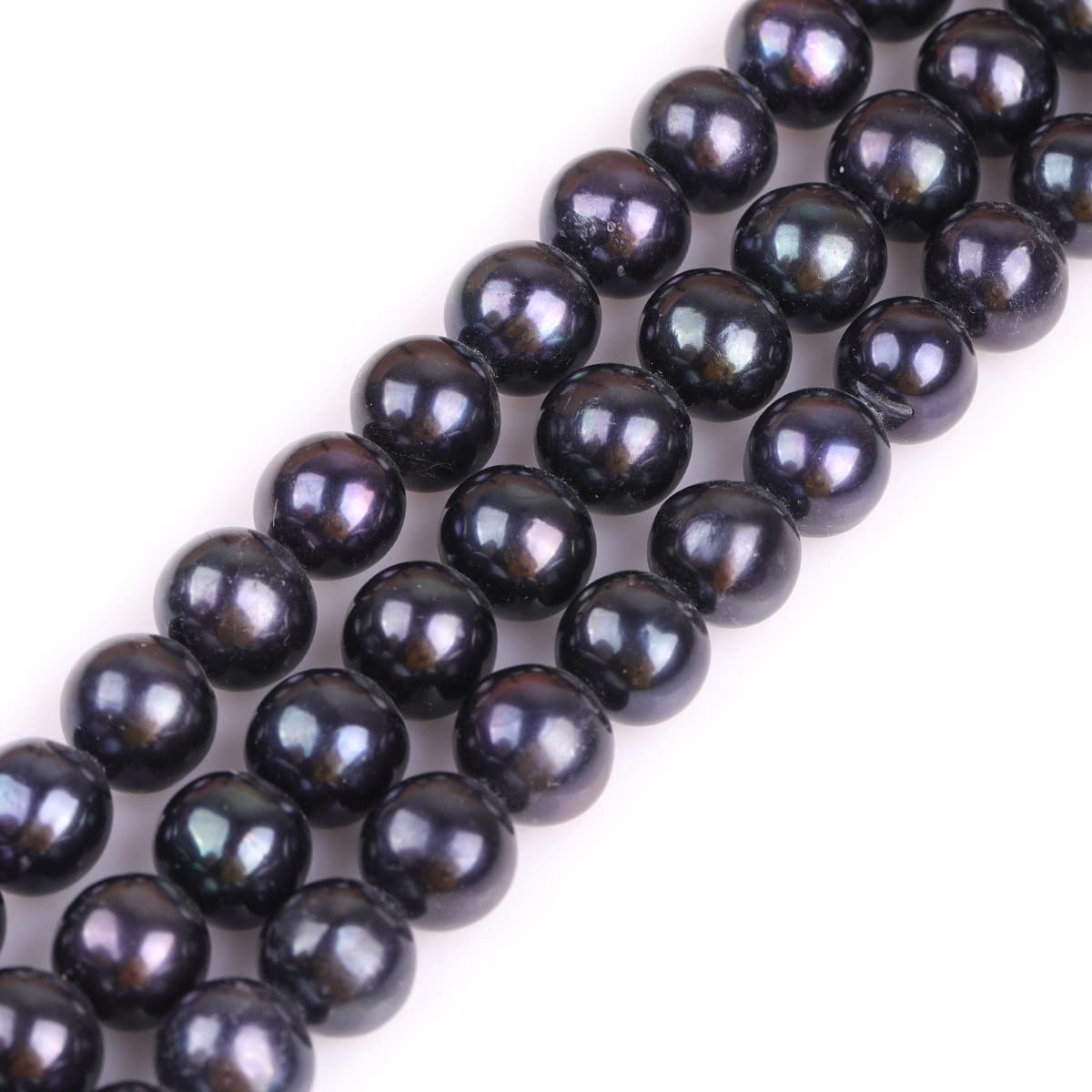 Sweet & Happy Girl's Store 10-11mm Black Color Freshwater Pearl Dyed Beads Strand 15 Inch Jewellery Making Dyed Beads