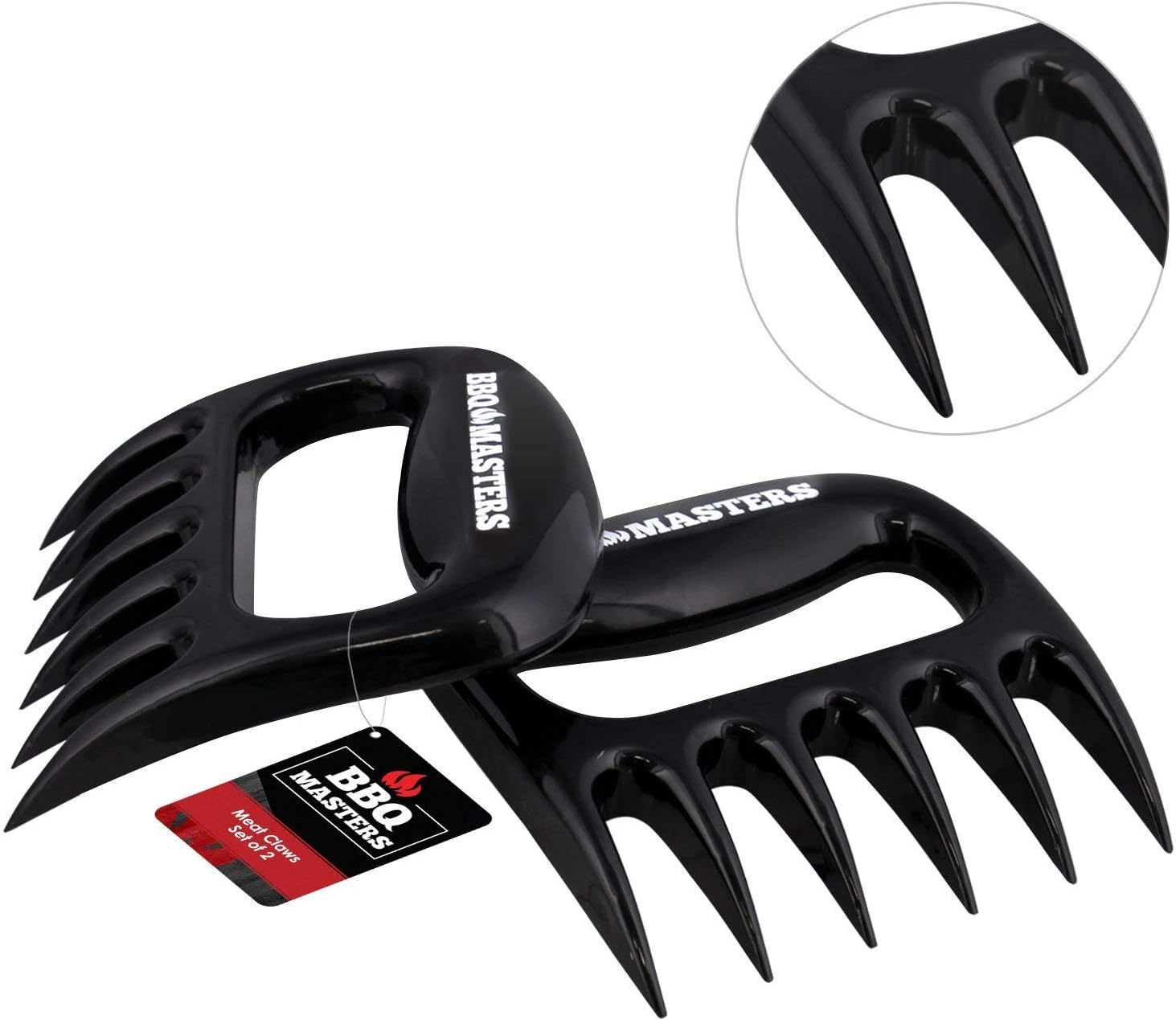 BBQ Masters Meat Claws (Set of 2) - Pulled Pork Bear Claw Meat Shredder Forks - Safely Pull, Shred, Carve and Lift Pork, Beef, Poultry and Fish