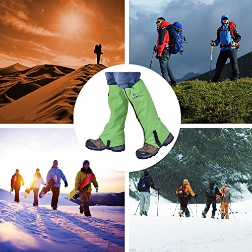 Winis Snow Gaiters Hiking Camping Mountain Climbing Leg Gaiters Oxford Waterproof Dustproof Antiwater Leg Cover Breathable Anti-bite High Gaiters Leg Protection Guard Boot Guardian (1 Pair) (Green) - Thumbnail 5