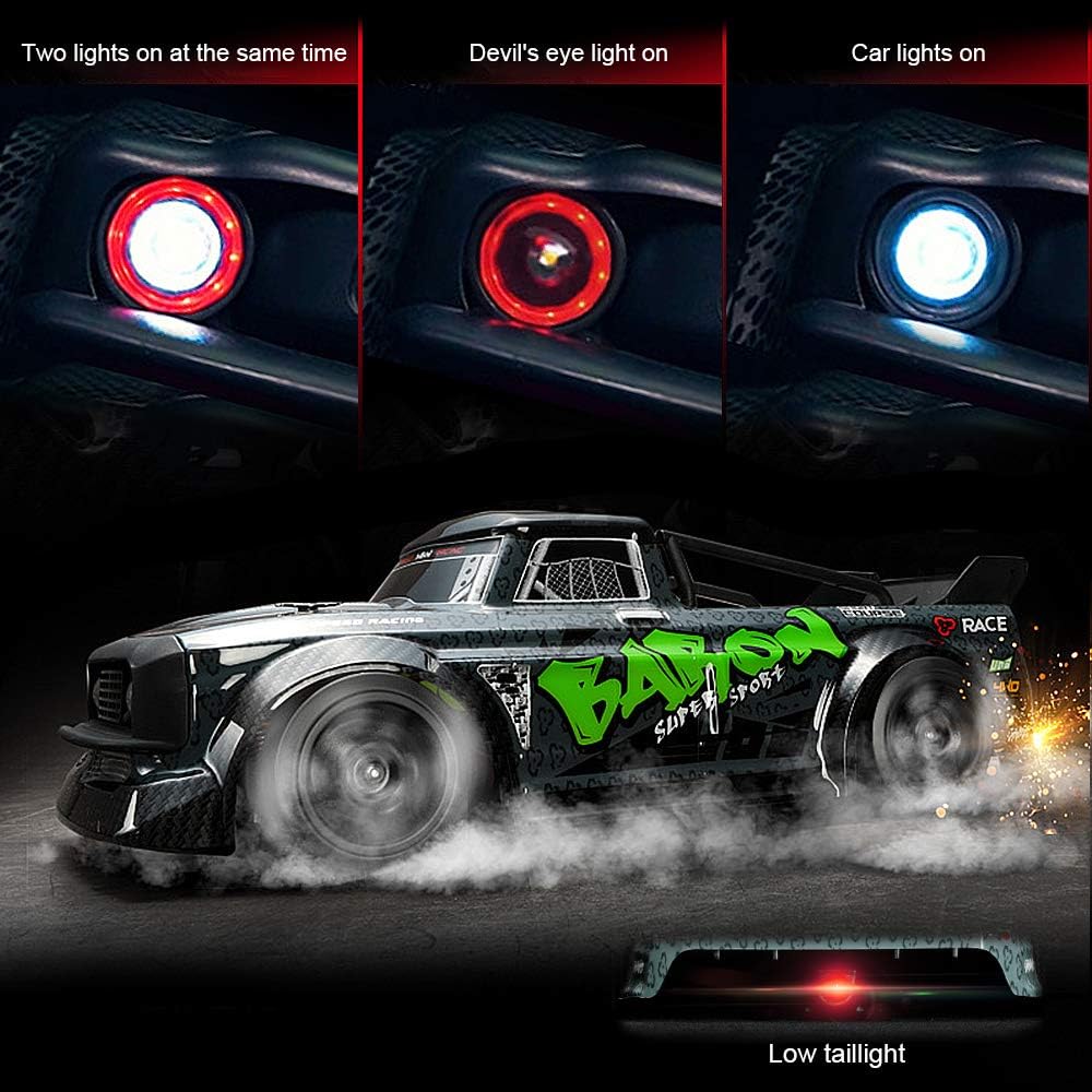 Fisca 1/16 Remote Control High Speed Car, 4WD RC Drifting Racing Cars Fast 20MPH Truck 2.4Ghz Off-Road 4X4 Buggy Car Speed & Steering Control Vehicle Toy with Lights for Kids and Adults: Toys & Games