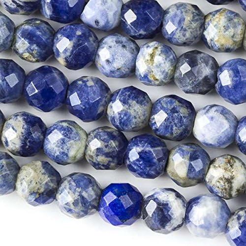 Cherry Blossom Beads Large Hole 2.5mm Drilled Sodalite Beads 8mm Faceted Round - 8 Inch Strand