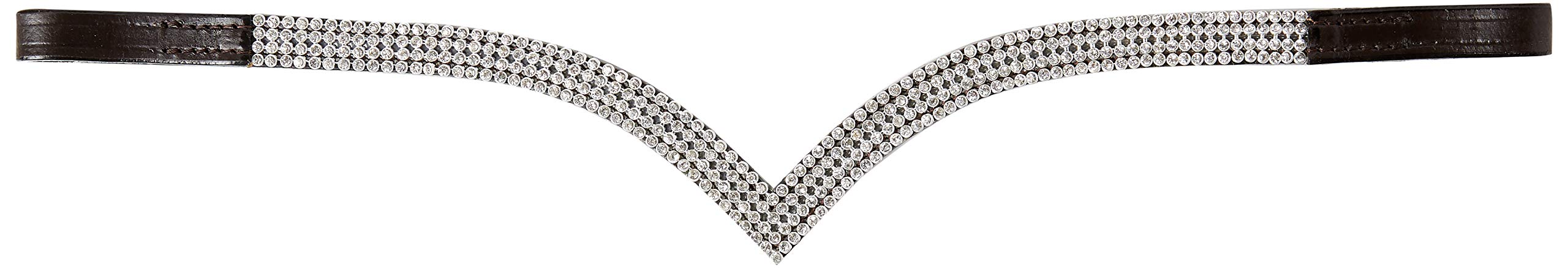 Cwell Equine Ve 4 rows Clear Crystal Browband Great Gift Idea on *offer* Brown (PONY 14")