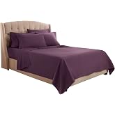 Clara Clark Bed Sheets, Premier 1800 Series Bed Sheet Set with Extra Set Pillowcases, Deep Pocket Fitted Sheet, Luxury Soft Bedding Sheets &amp; Pillowcases, Flex-Top King, Eggplant Purple
