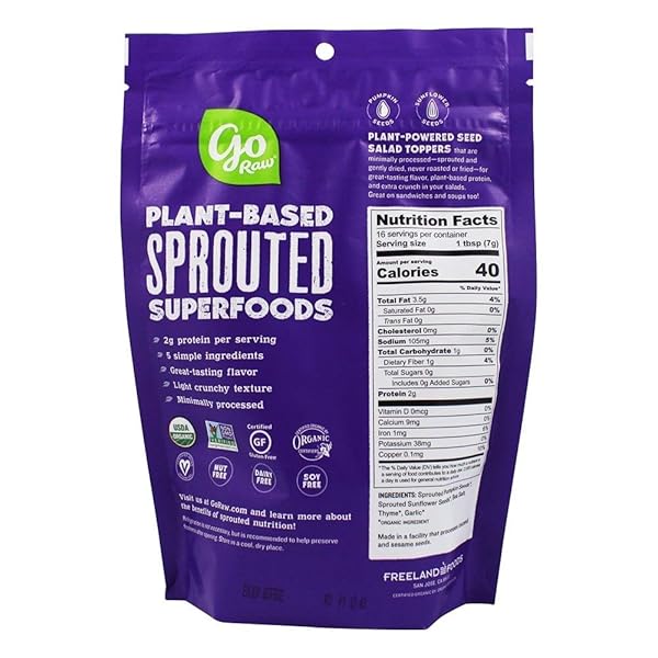 GO RAW – ORGANIC SPROUTED SEED SALAD TOPPERS GARLIC THYME – 4 OZ.