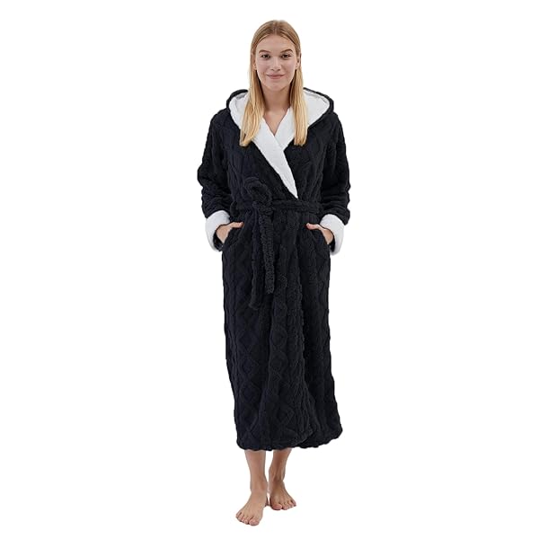 SKILYDIA LONG ROBES WITH HOOD FOR WOMEN,PLUSH FLEECE...