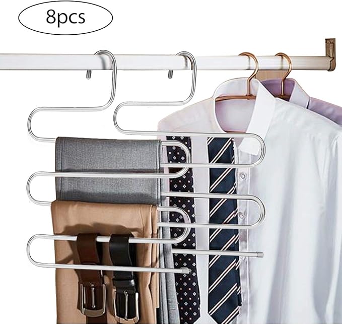 VIVOHOME 8 Pack Pants Hangers SShape Trousers Hangers