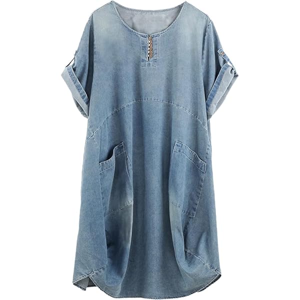 Jiama Womens Let It Be JiaMa Let It Be Long Sleeve Loose Pocket Oversize Tunic Dress With Large Oversized Dresser