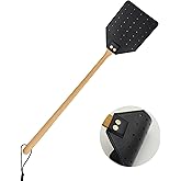 Heavy Duty Leather Fly Swatter, Long Handle Fly Swatter with Beech Wood Handle 19.7" Length, Flyswatter for Indoor and Outdoor (Black)