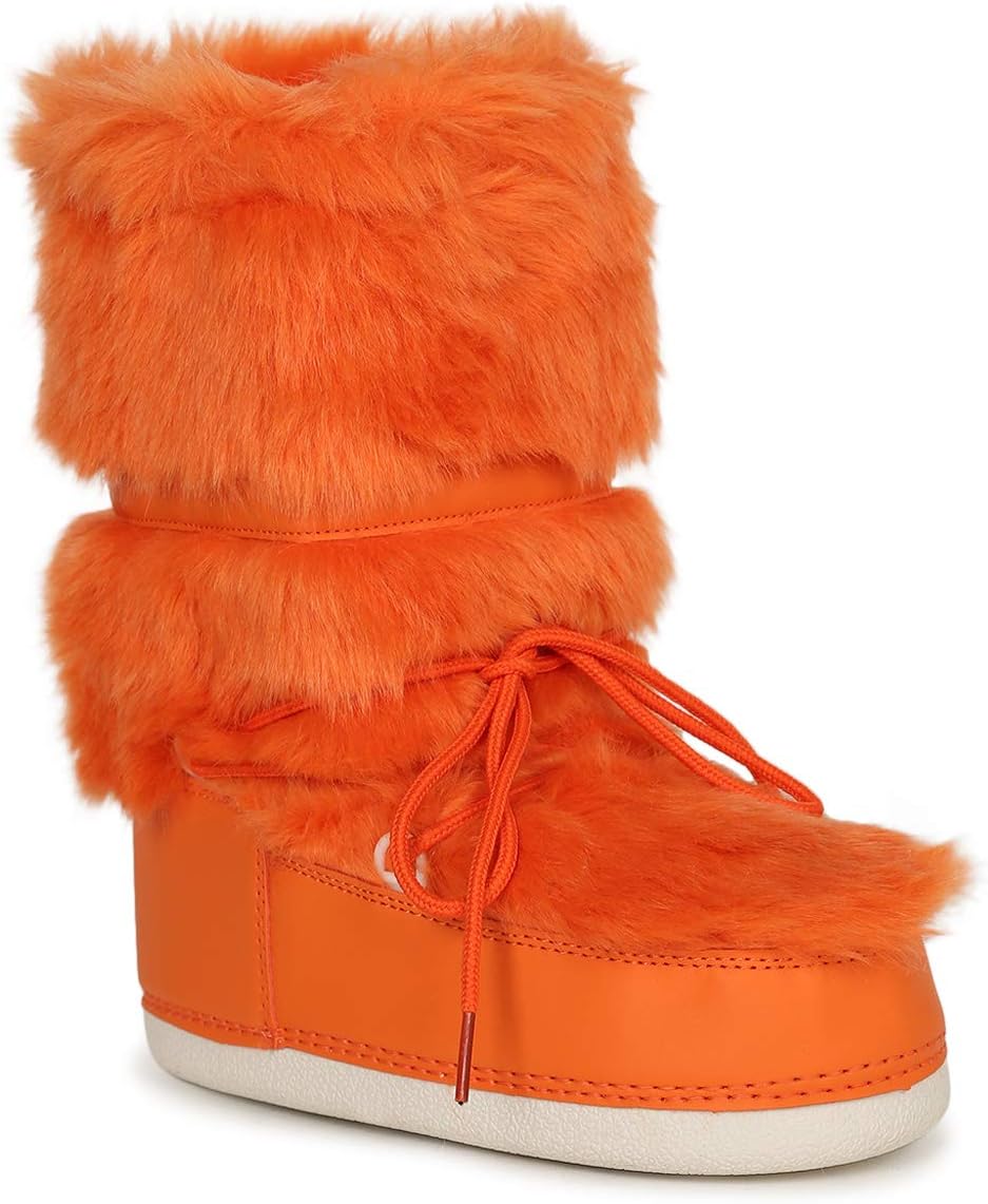 Alrisco Women's Waterproof Lace Up Faux Fur Moon Winter Snow Boots SF89