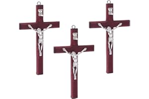 ZYFLSQ Crucifix Wall Cross, 4.7 inch Small Wooden Cross for Home Decor (3 pcs)