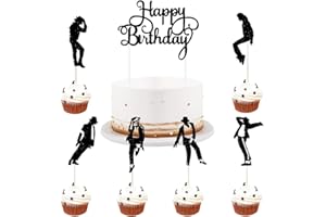 LVEUD Dance King Happy Birthday Cake Topper Forever God Art Dance Theme Birthday Cake Topper Birthday Party Cake Decorations (7pcs)