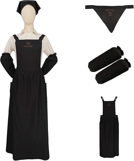 Amazon エプロン 無地 女性用 ロング丈 ワンピース コットン リネン 可愛い シンプル おしゃれ につけて行ける 着脱カンタン ゆったり バッククロス ポケット付き 長さ調節可能 全5色 ブラック エプロン オンライン通販