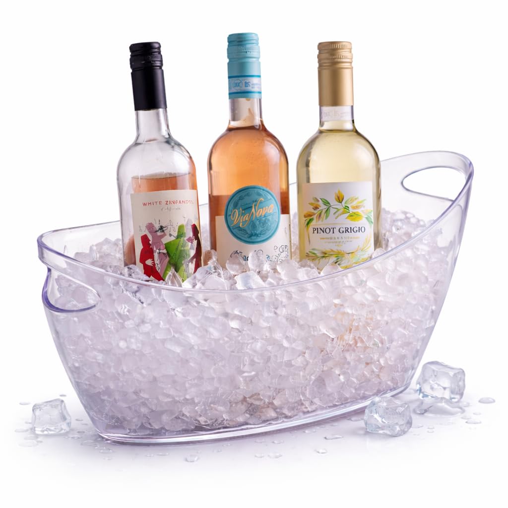Drinkstuff Party Tub 6L – Clear Polystyrene Drinks Bucket for Parties & BBQs, Holds 4 Wine Bottles or 8 Beer Bottles with Ice, Durable Serving Tub for Home Entertaining