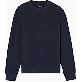 Armani Exchange mens Cotton French Terry Text Logo Crewneck