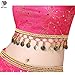 Women's Belly Dance Chiffon Bollywood Costume Indian Dance Outfit Halloween Costumes with Coins 5 Pieces Sets(Rosy, Medium)
