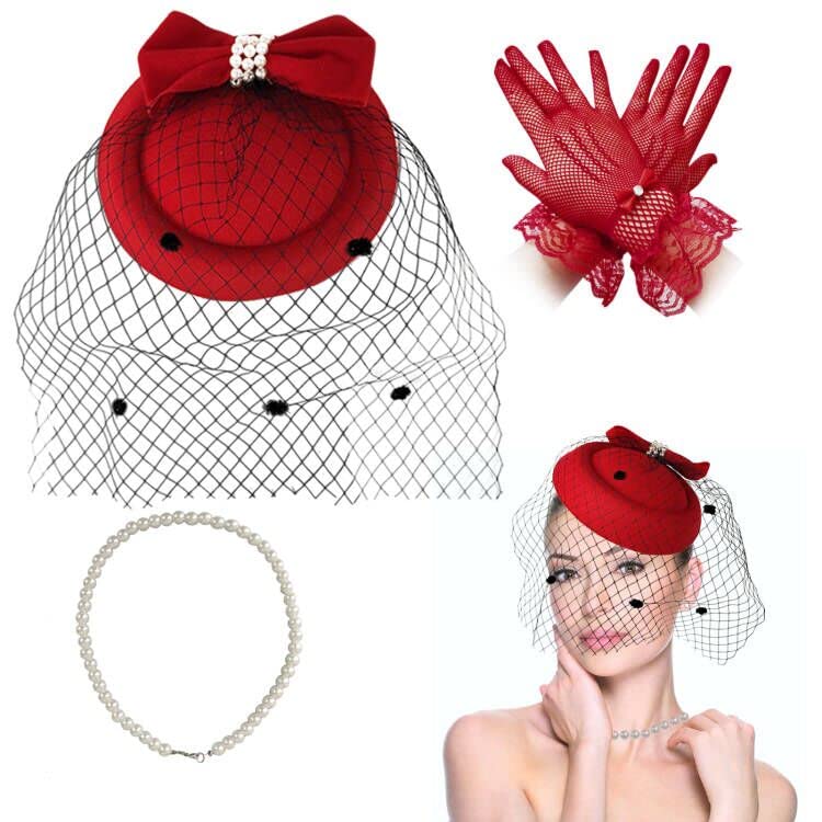 Women's Fascinators Veil and Retro Charming Mesh Hat with Lace