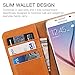 Galaxy S6 Case, SHIELDON Genuine Leather Case [Wallet Series] Premium Flip Book Case Style with Stand Feature & ID Credit Card Slots [Magnetic Closure] for Samsung Galaxy S6, Brown