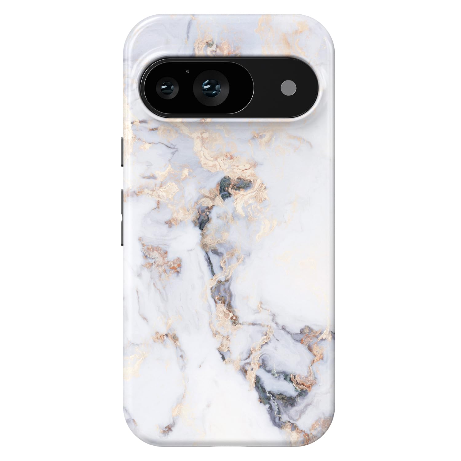 Obbii Compatible with Google Pixel 10/10 Pro Case, 2 in 1 Slim Heavy Duty Protection Hybrid Hard PC Soft Silicone Rugged Bumper Antiscratch Protective Case 6.3 inch (White Golden Marble)