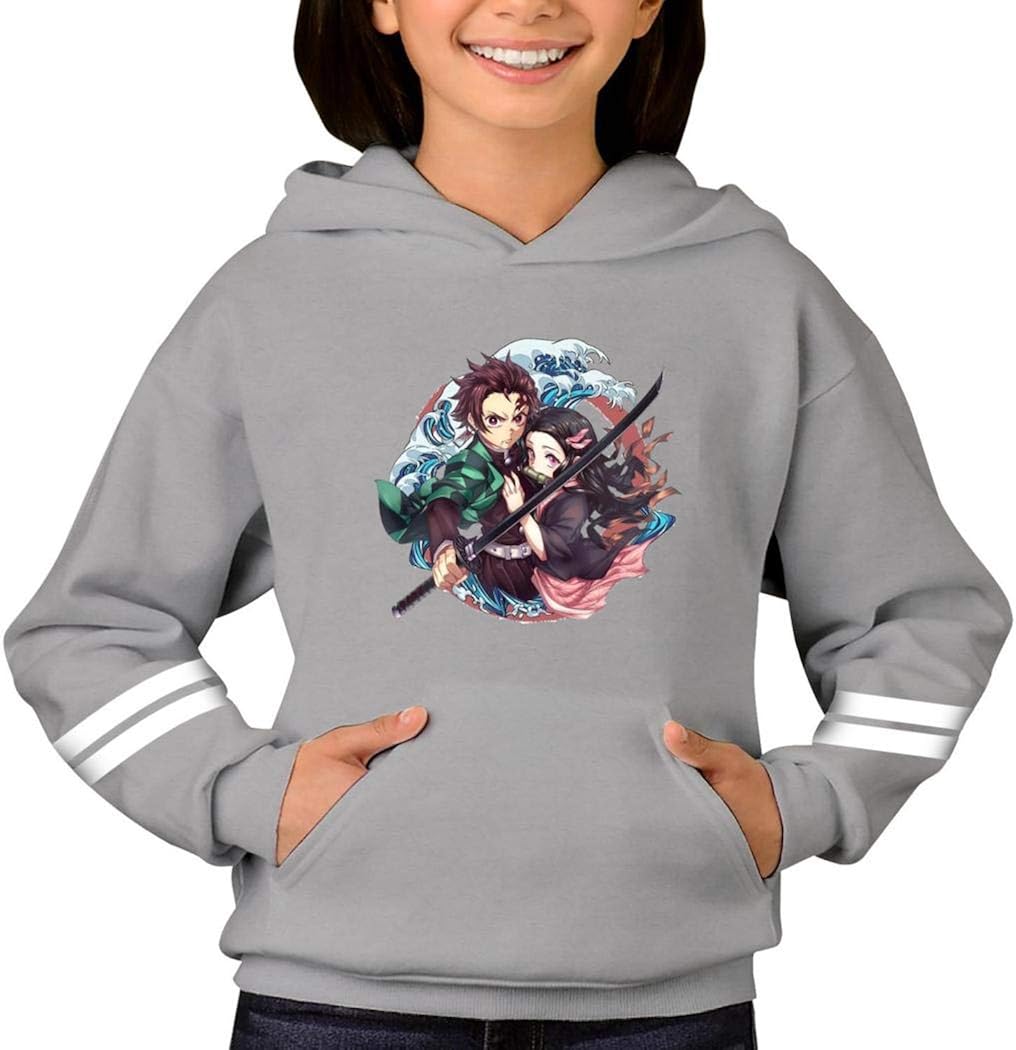 Amazon Co Jp きめつのやいば 子 パーカー 人気 長袖 プルオーセーターフード付きポケット付きジャケット6 15歳の男の子と女の子に適しています 服 ファッション小物