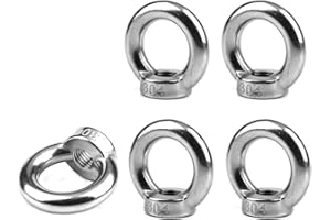RANIT Lifting Eye Nut M8-1.25mm Pitch Female Thread 304 Stainless Steel Round Shape for Rope Fitting Pack of 5