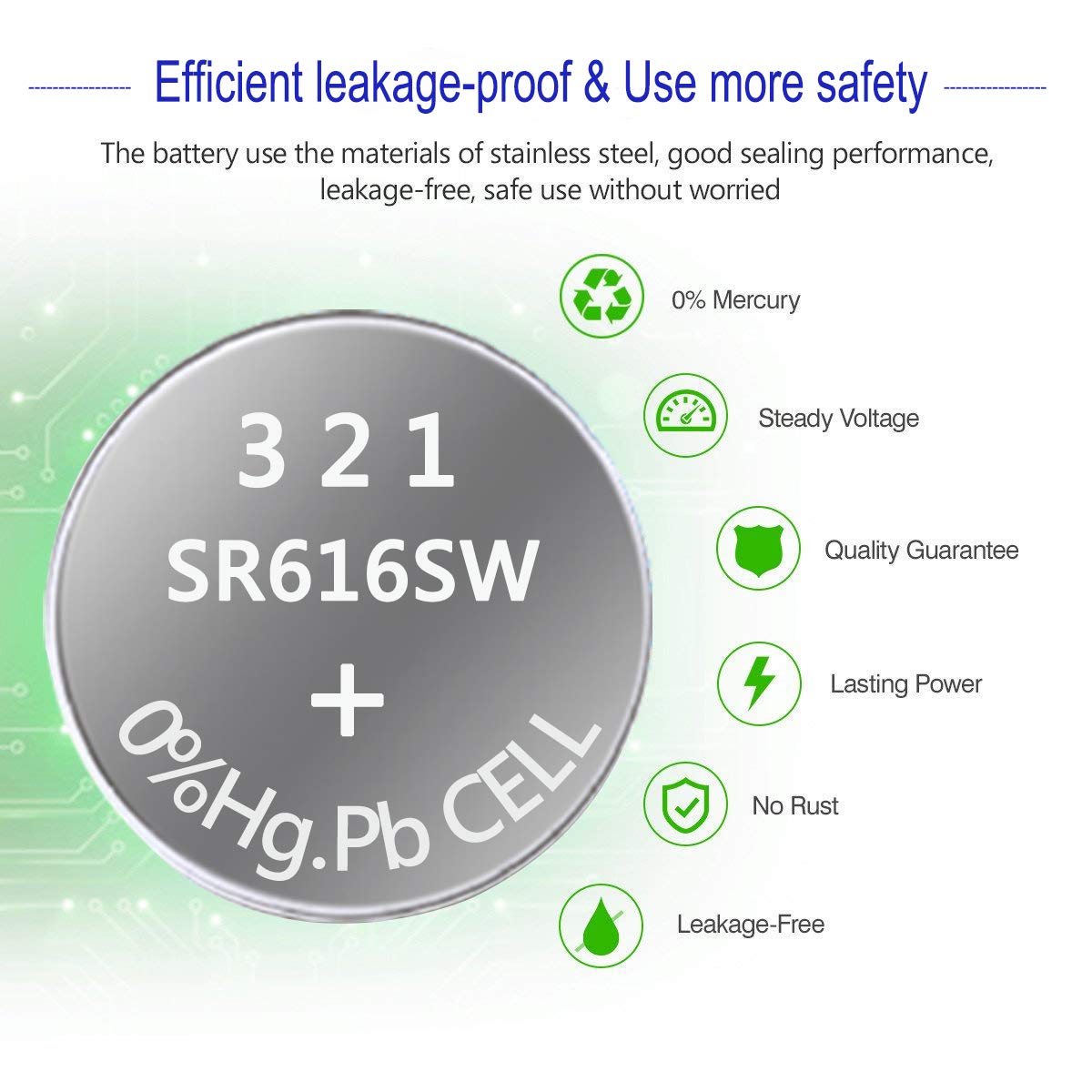 321 SR616SW Watch Battery 1.5V Button Cell (10-Pack)