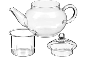 BESPORTBLE Thickened Borosilicate Glass Teapot with Removable Infuser Stovetop Safe Scented Tea Pot for Flower