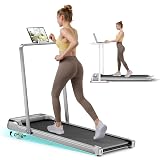 Abonow Walking Pad, 2.5 HP Under Desk Treadmill, 2 in 1 Walking Pad with Incline, Walking Pad with Handle Bar, LED Display & Remote Control, Portable Treadmill for Home Office, 265 lbs Capacity
