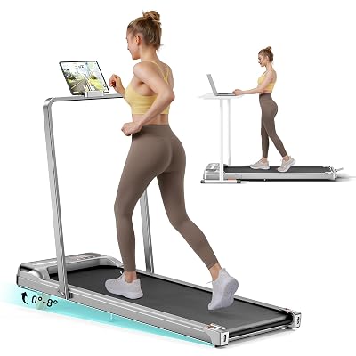 Abonow Walking Pad, 2.5 HP Under Desk Treadmill, 2 in 1 Walking Pad with Incline, Walking Pad with Handle Bar, LED Display & Remote Control, Portable Treadmill for Home Office, 265 lbs Capacity