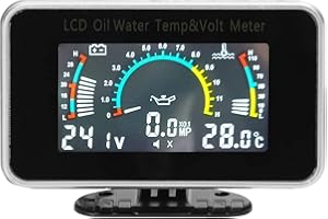 KKnoon 3-in-1 Car LCD Meter Digital Oil Pressure Voltage Water Temperature Gauge Universal Instrument 9-36V for Car Truck SUV