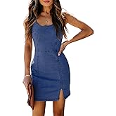 Sexy Jean Denim Dresses for Women Racerback Bodycon Corset Tube Mini Dress Split Party Dress for Club Night