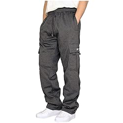 Men's Cargo Sweatpants Casual Fleece Joggers Loose