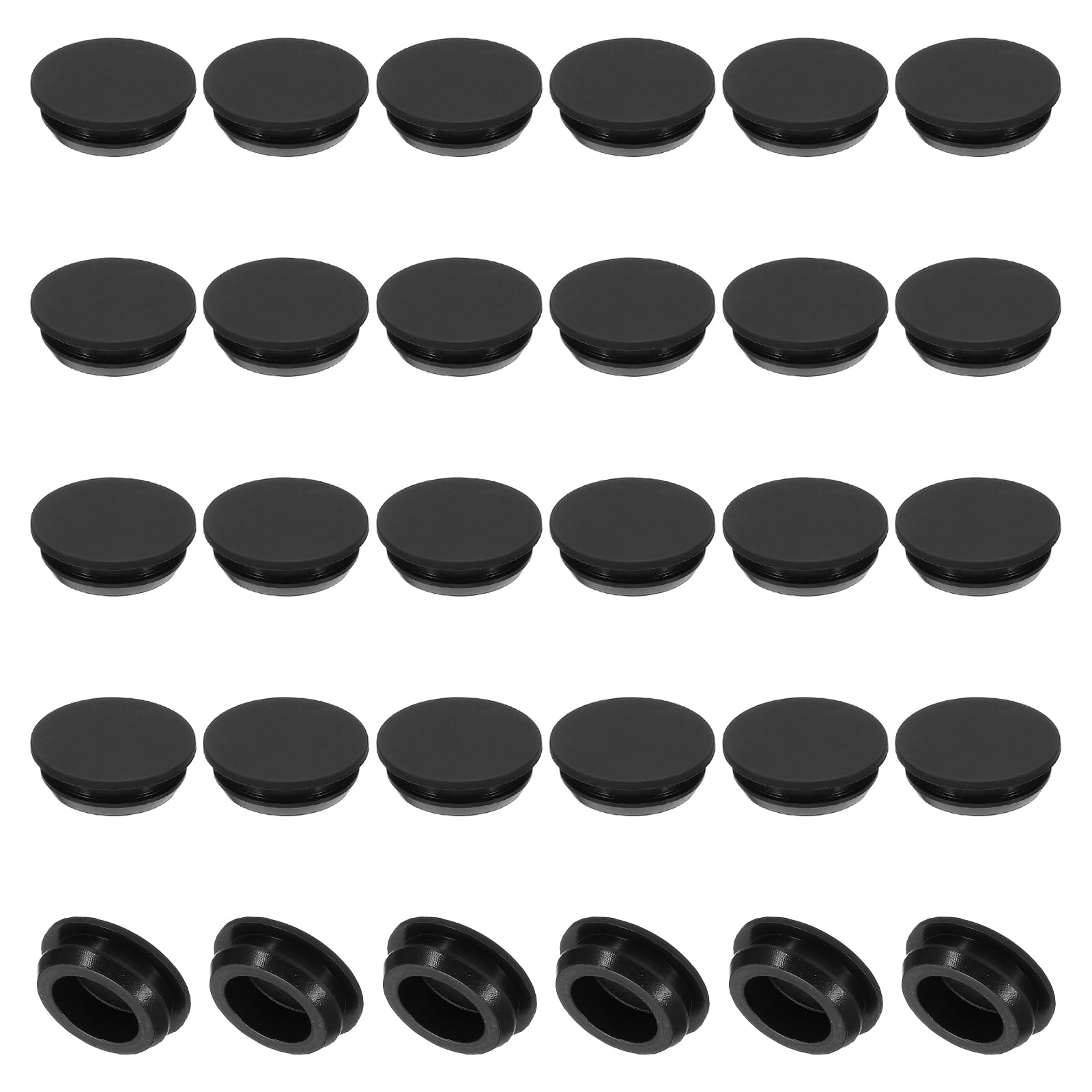 PATIKIL 16mm Diameter Silicone Round Snap, 30 Pcs in Type Locking Furniture Hole Plug Button Protective Cover Cap Head Fit for 2.5-16mm Hole for Seal Bulkhead Cylinder Hole, Black