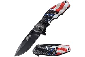 MASTER USA MU-A104AF Spring Assisted Knife, USA Flag, 7.75 inch