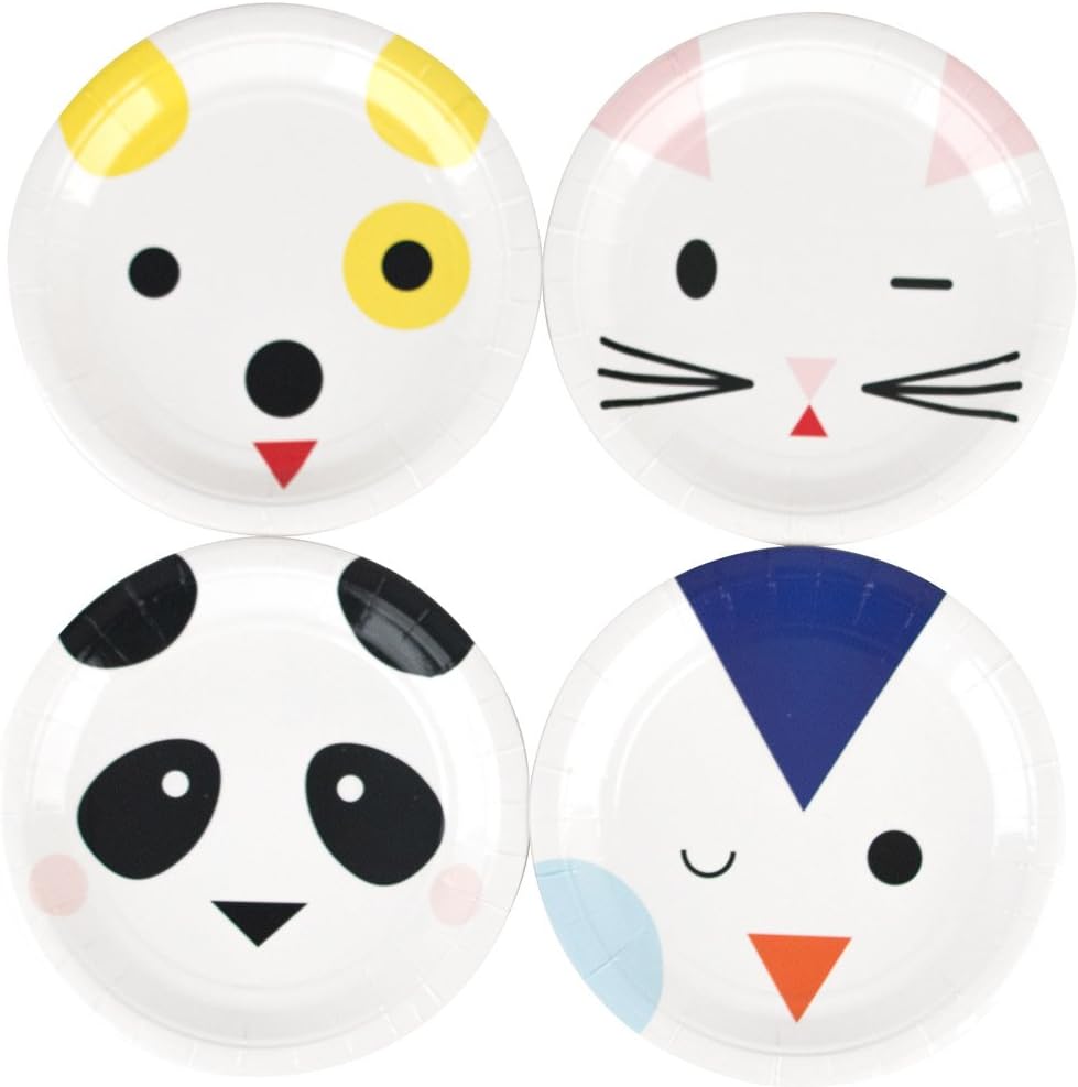 My Little Day My MLD-ASMINIANI Paper Plates 8 Pieces Set in Mini Animals Print, Multicolour