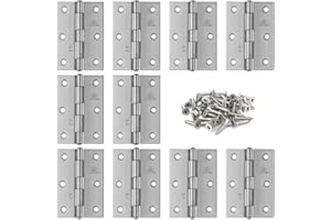 Adiyer 10pcs 304 Stainless Steel 2.5-inch Folding Butt Hinges Home Furniture Hardware Door Hinges for Case Lid Wooden Jewelry Box Lid (63mm x 41mm x 1.2mm)