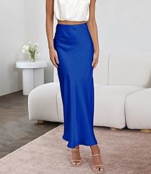 Outoshe Women's Satin High Waisted Maxi Skirts