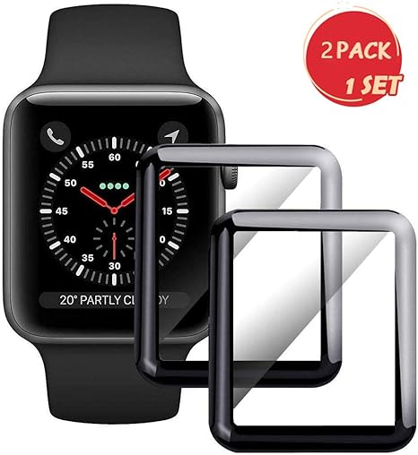 Smartwatch Screen Protector for Apple Watch 38mm Series 3/2/1-Max Coverage 3D Curved Tempered Glass Film [9H Hardness+Crystal Clear+Scratch ...