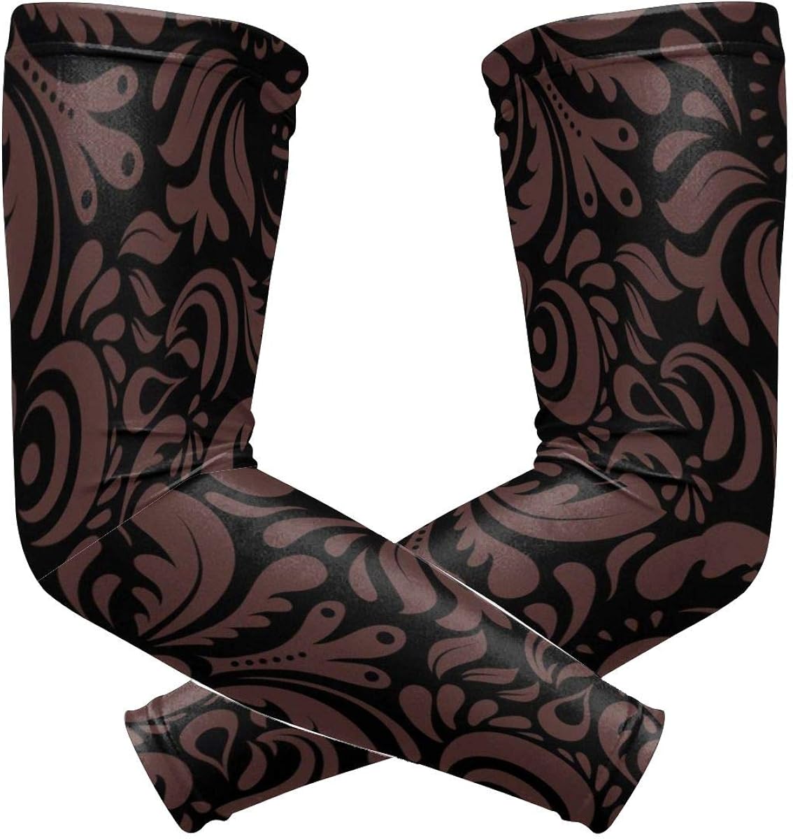 Arm Sleeves for Men, Damask Seamless Doodle Compression Sleeves,UV Sun Sleeves
