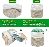 Tenn Well 20cm Plant Pot with Liner Cotton Indoor Planter Woven Basket White view 6