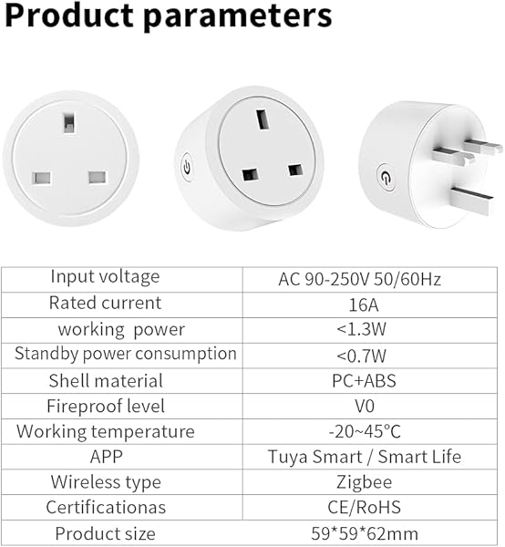 SKTE Tuya Zigbee Smart Plug temporizador de enchufe control remoto inalmbrico Smart Voice Plug Tuya Smart Plug con funcin de proteccin de apagado requiere un concentrador