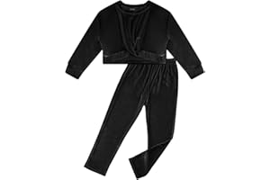 JiAmy Girls 2 Piece Outfit Velour Tracksuits, Girl Clothes Cute Sweatsuits Sweatpants Sweatshirts Sets for Kid 5-12 Years