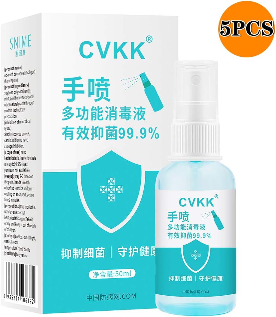 50ML Hand Sanitizer Travel Size,Rinse Free Instant Hand Sanitizer Spray,DisposableHand Soap,Kills 99.9% Harmful Substance,24 Hours Effective Protection (5)
