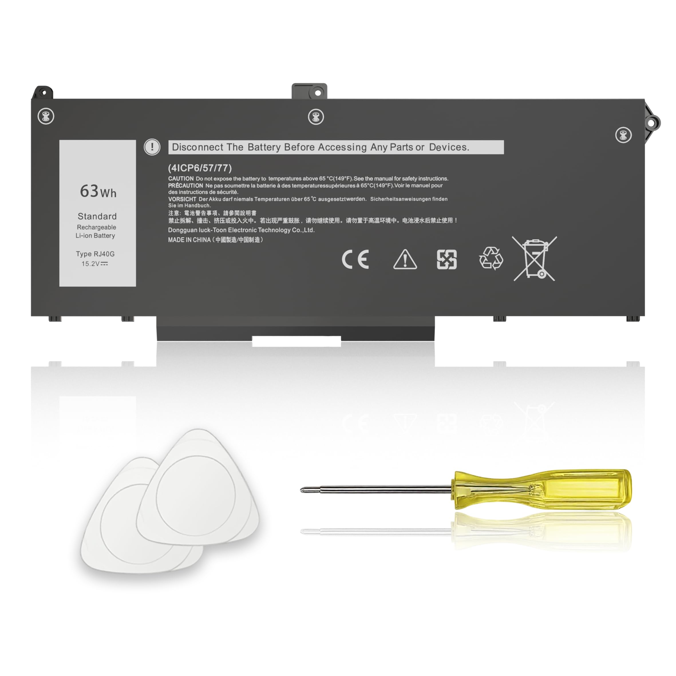 VNYUNQWE RJ40G 63Wh Laptop Battery Replacement for Dell Latitude 14 5420 Latitude 15 5520 Precision 15 3560 Series Laptop 01K2CF 075X16 WY9DX P137G P137G001 P104F P104F001 0WK3F1 0M3KCN 005R42 15.2V Image