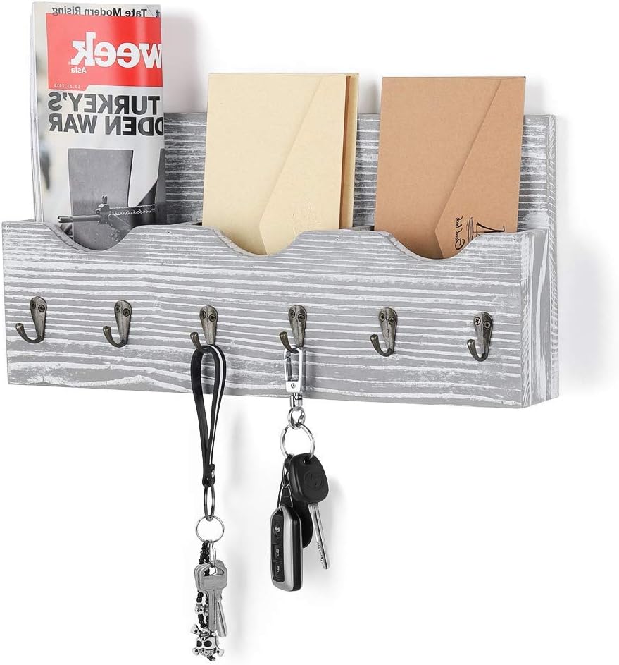 Nandae Wood Letter Rack Holder Organizer Wall Mounted with 3 Mail Slot