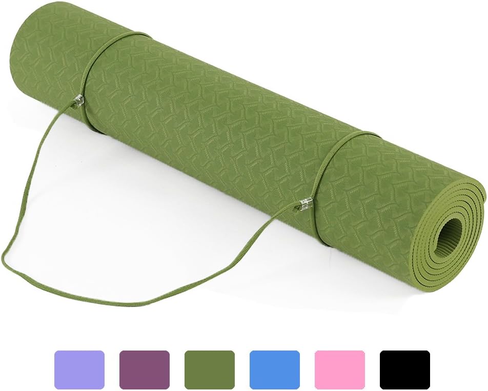 Eco Friendly Yoga Mat- 6mm Non Slip Odorless Durable Exercise Mats TPE Material Fitness Mats 72"x 24"